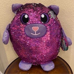 NWT~SHIMMEEZ Purple Cristy Cat Animal Reversible Sequins 14”x15”